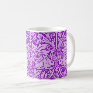 Taza De Café Diseño de aves y conejos, color de lavanda,