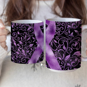Taza De Café Diseño de banda de cinta morada de conciencia