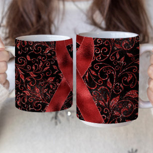 Taza De Café Diseño de banda de cinta roja de conciencia