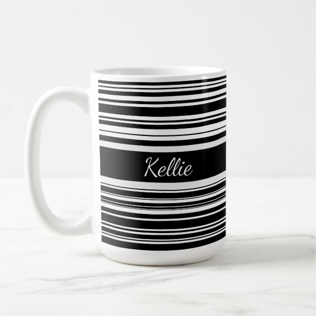 Taza De Café Diseño de banda desigual en blanco y negro persona (Izquierda)