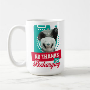 Taza De Café Diseño de Batería Social de Panda con Agotamiento