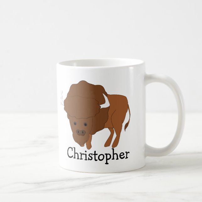 Taza De Café Diseño de Bisonte Personalizado (Derecha)
