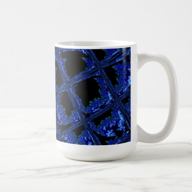 Taza De Café Diseño de bloques en azul y negro (Derecha)