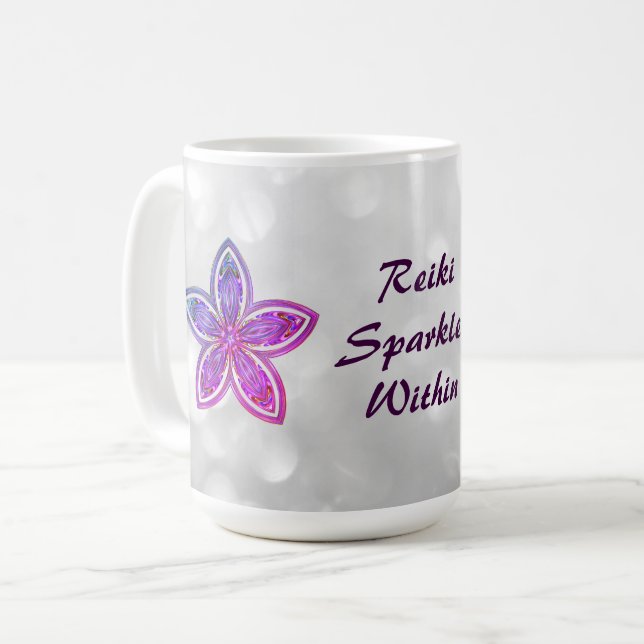 Taza De Café Diseño de bonito Reiki Flower Mandala (Anverso izquierdo)