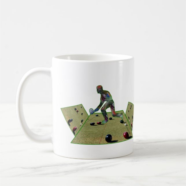 Taza De Café Diseño de Bowlers de césped dimensional, (Izquierda)