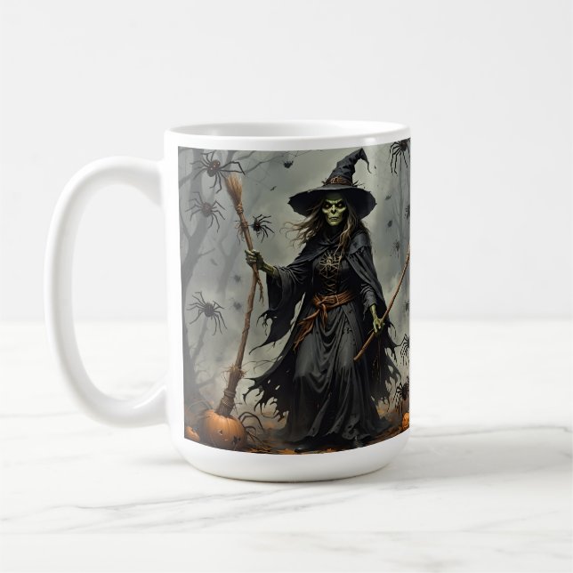 Taza De Café Diseño de bruja asustado (Izquierda)