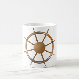 Taza De Café Diseño de brújula de rueda de barco náutico vintag