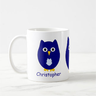 Taza De Café Diseño de búho azul personalizado