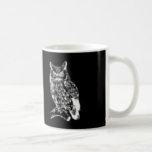 Taza De Café Diseño de búho blanco y negro