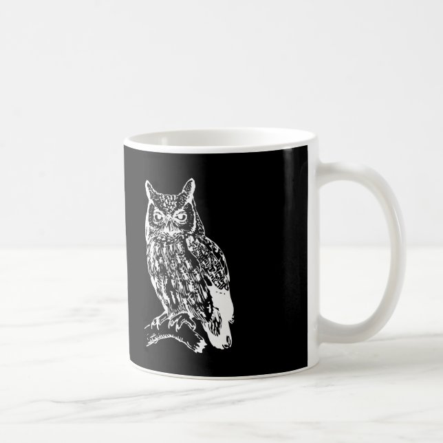 Taza De Café Diseño de búho blanco y negro (Derecha)