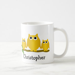 Taza De Café Diseño de búhos dorados personalizado