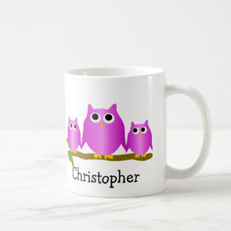 Taza De Café Diseño de búhos morados personalizado