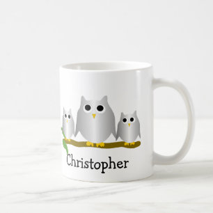 Taza De Café Diseño de búhos plateados personalizados