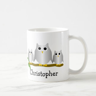 Taza De Café Diseño de búhos plateados personalizados