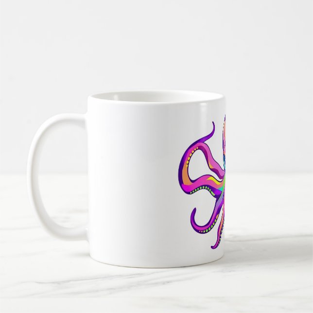 Taza De Café Diseño de cabeza de pulpo psicodélico (Izquierda)