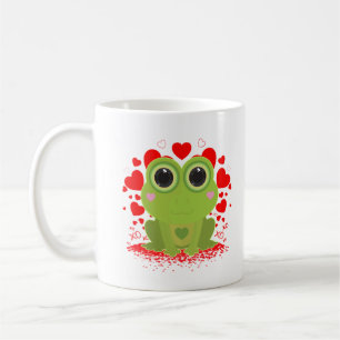 Taza De Café Diseño de café de amor XOXO con ranas kawaii adora