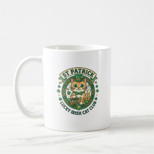 Taza De Café Diseño de camiseta de gato irlandés afortunado de