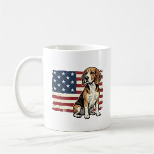 Taza De Café Diseño de camiseta de perro con bandera patriótica