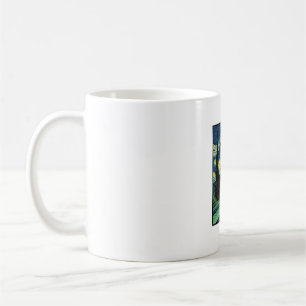Taza De Café Diseño de camiseta vectorial de paisaje nocturno d