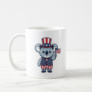 Taza De Café Diseño de camiseta vintage vector koala patriota_1