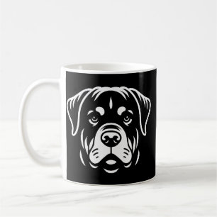 Taza De Café Diseño de Cara de Rottweiler Minimalista � Arte de