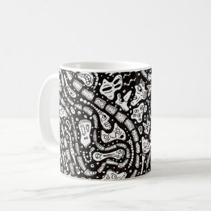 Taza De Café Diseño de caras raras de dibujos animados curvos y