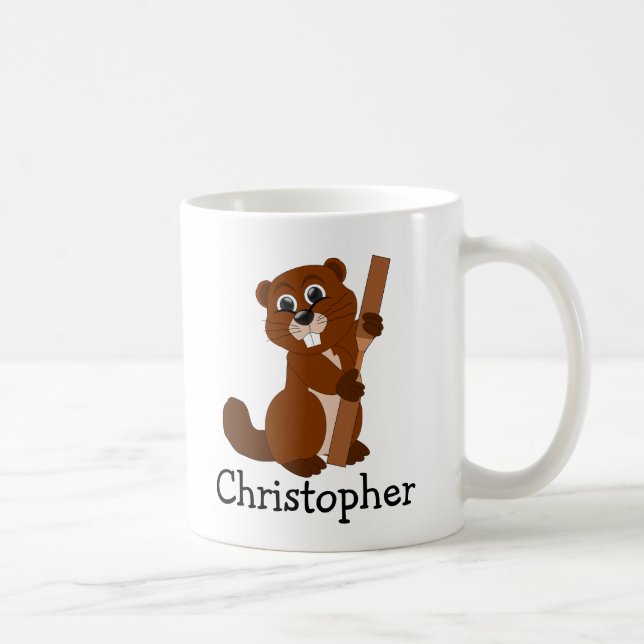 Taza De Café Diseño de castor personalizado (Derecha)