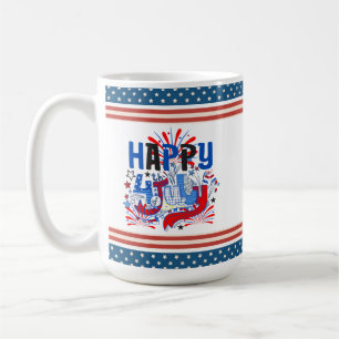 Taza De Café Diseño de Celebración Patriótica del 4 de Julio Fe