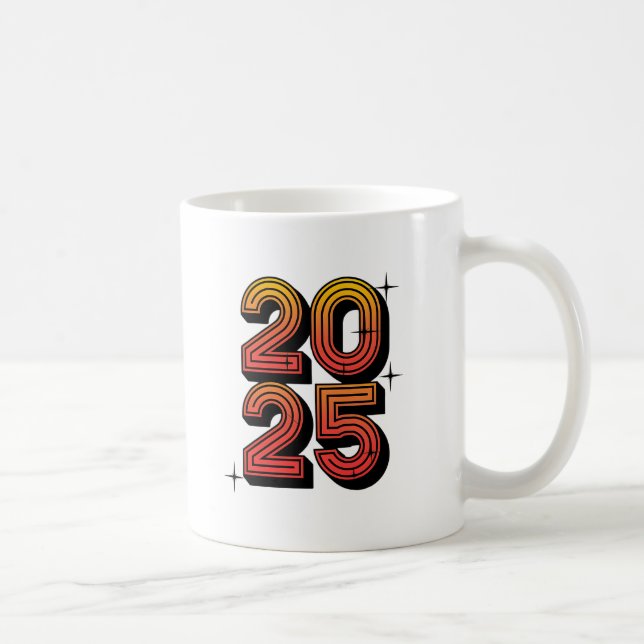 Taza De Café Diseño de celebración retro 2025 (Derecha)