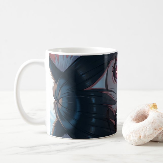 Taza De Café Diseño de chica de gato (Con donut)