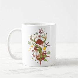 Taza De Café Diseño de Ciervo Colorido de Navidad