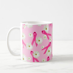 Taza De Café diseño de cinta rosa y margarita