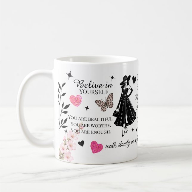 Taza De Café Diseño de cita motivacional femenina (Izquierda)