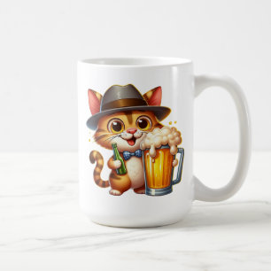 Taza De Café Diseño de clipart de gato y cerveza-85244