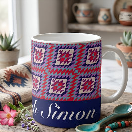 Taza De Café Diseño de Colcha Moderna Colorida Regalo con Nombr