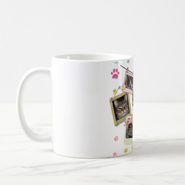 Taza De Café Diseño de collages de gatos lindo y divertido (Izquierda)