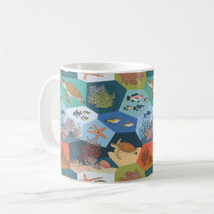 Taza De Café Diseño de conjunto de criaturas submarinas