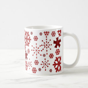 Taza De Café Diseño de copo de nieve festivo rojo