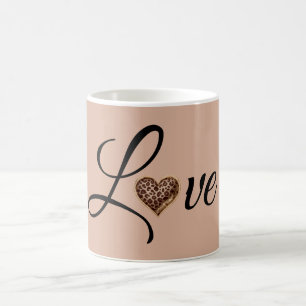Taza De Café Diseño de Corazón de Leopardo Glam Love