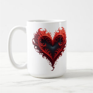 Taza De Café Diseño de corazón floral rojo con flores florecien