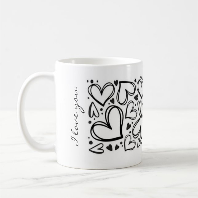 Taza De Café Diseño de corazón te amo (Izquierda)