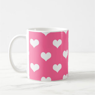 Taza De Café Diseño de corazones adorables rosas blancos