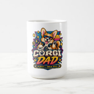 Taza De Café Diseño de Corgi Papá Jugador 1 Retro Gamer