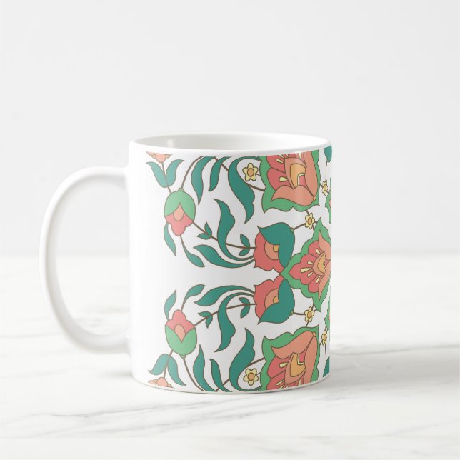 Taza De Café Diseño de cosecha floral oriental (Izquierda)