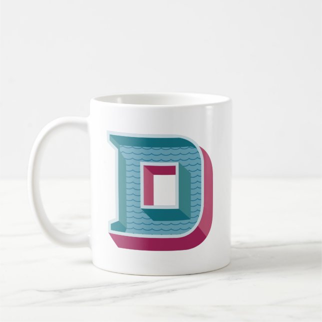 Taza De Café Diseño de cosecha Monograma D Café Inicial Mug (Izquierda)