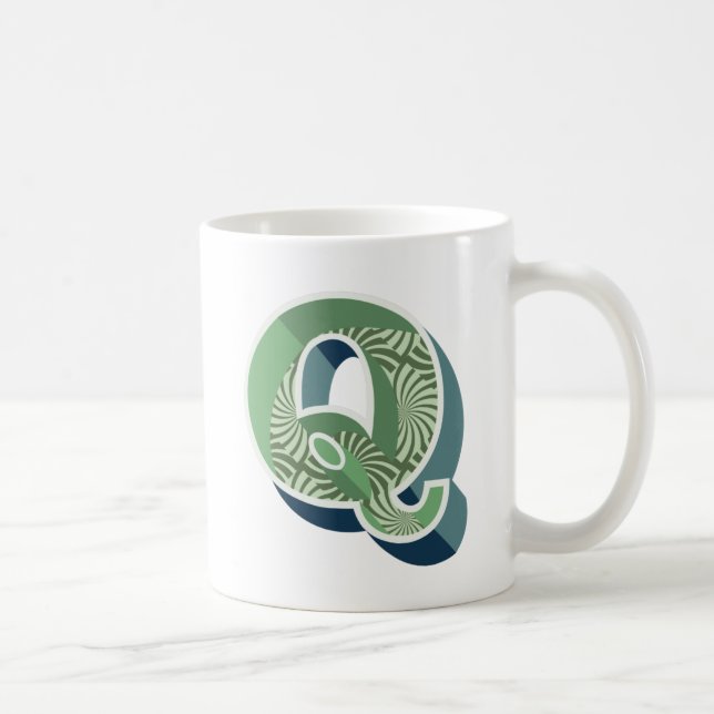 Taza De Café Diseño de cosecha Monograma Q Café Inicial Mug (Derecha)