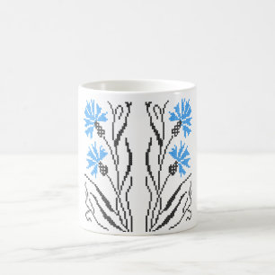 Taza De Café Diseño de costillas de flor azul