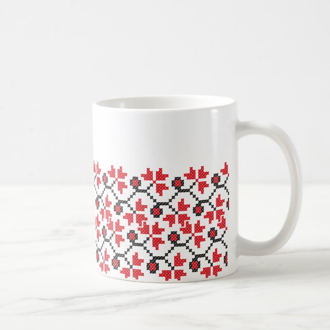 Taza De Café Diseño de costillas de flor rojo Holly Berries (Derecha)
