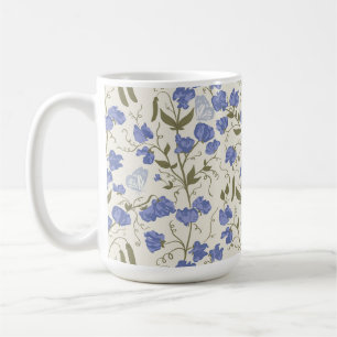 Taza De Café Diseño de cottagecore azul y crema de guisantes du