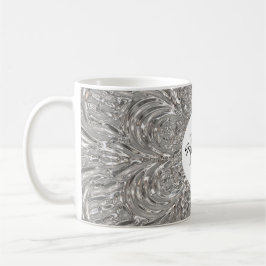Taza De Café Diseño de cristal metálico de plata inicial del